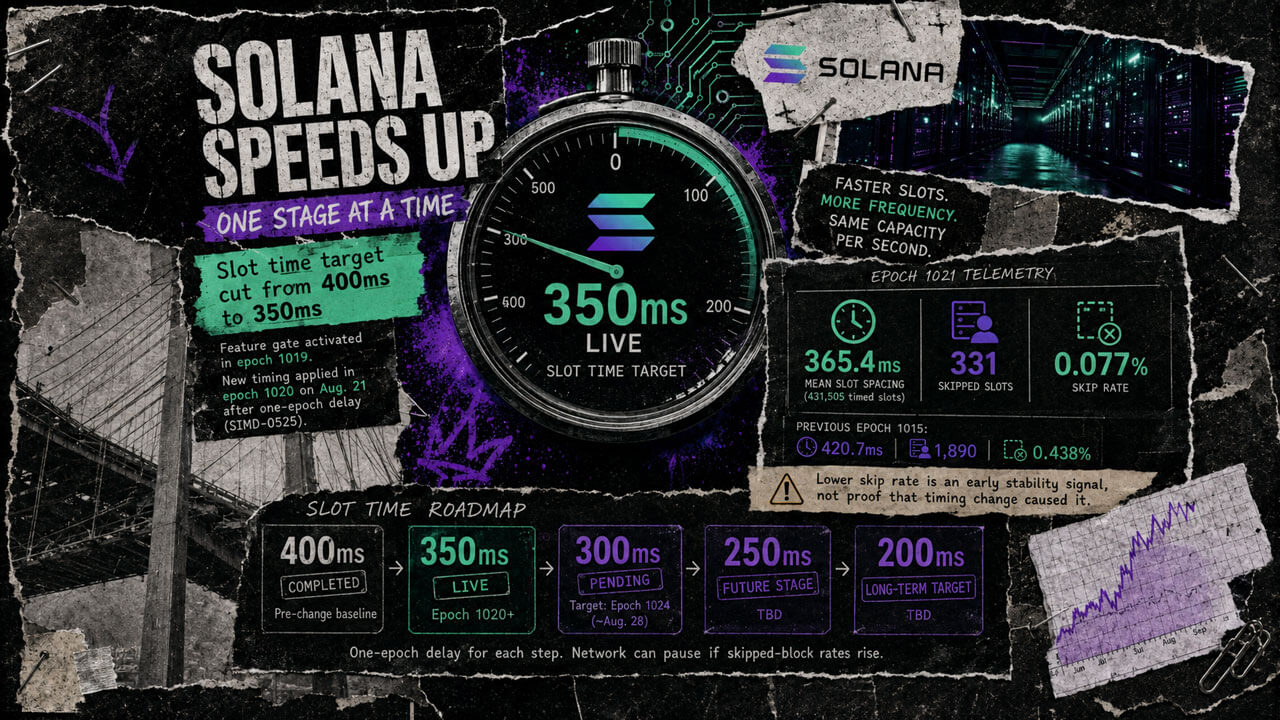 Solana takes its first step toward sub-second speed by cutting block confirmation times across the network