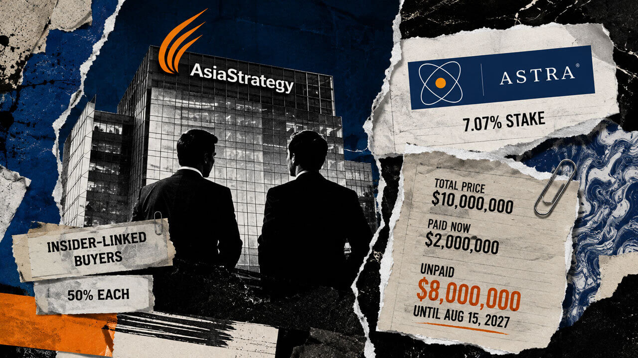 AsiaStrategy’s Astra deal lets insider-linked buyers take ownership before $8 million comes due