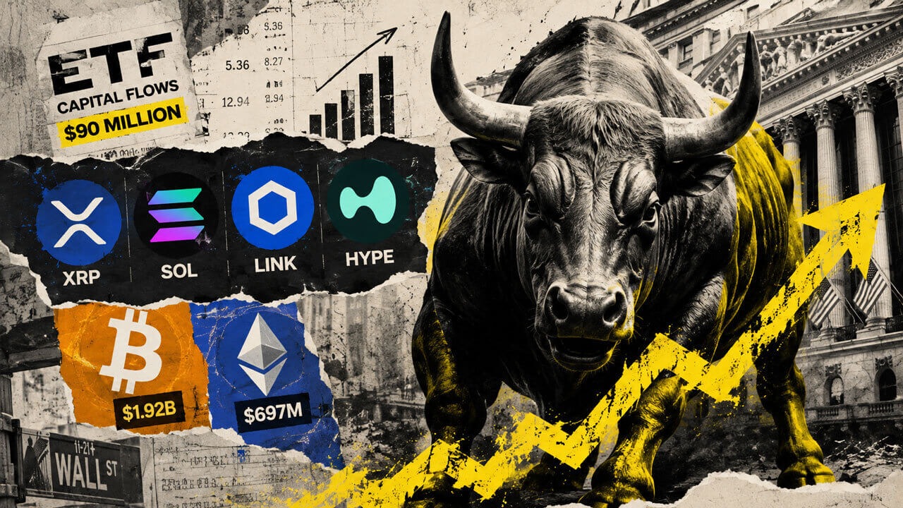 Wall Street just poured nearly $90 million into altcoins as XRP, SOL and HYPE rip higher
